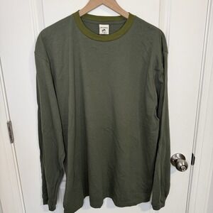 VTG 90s Patagonia Mens L Beneficial T Long Sleeve Green Plain Cotton Pullover